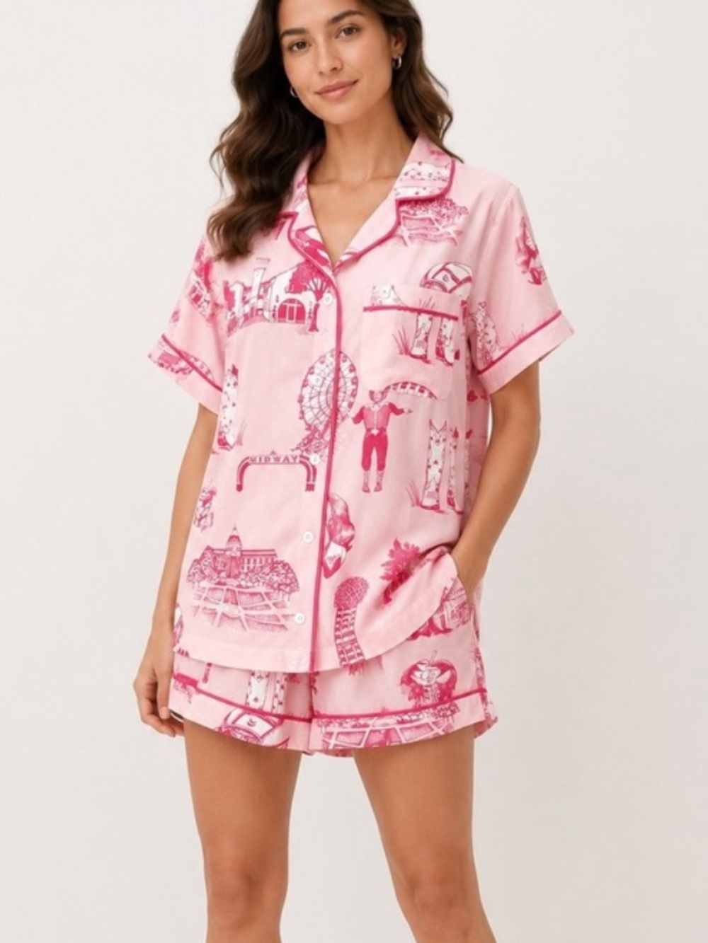 Katie Kime Dallas toile 2 piece short pajama set Sz M